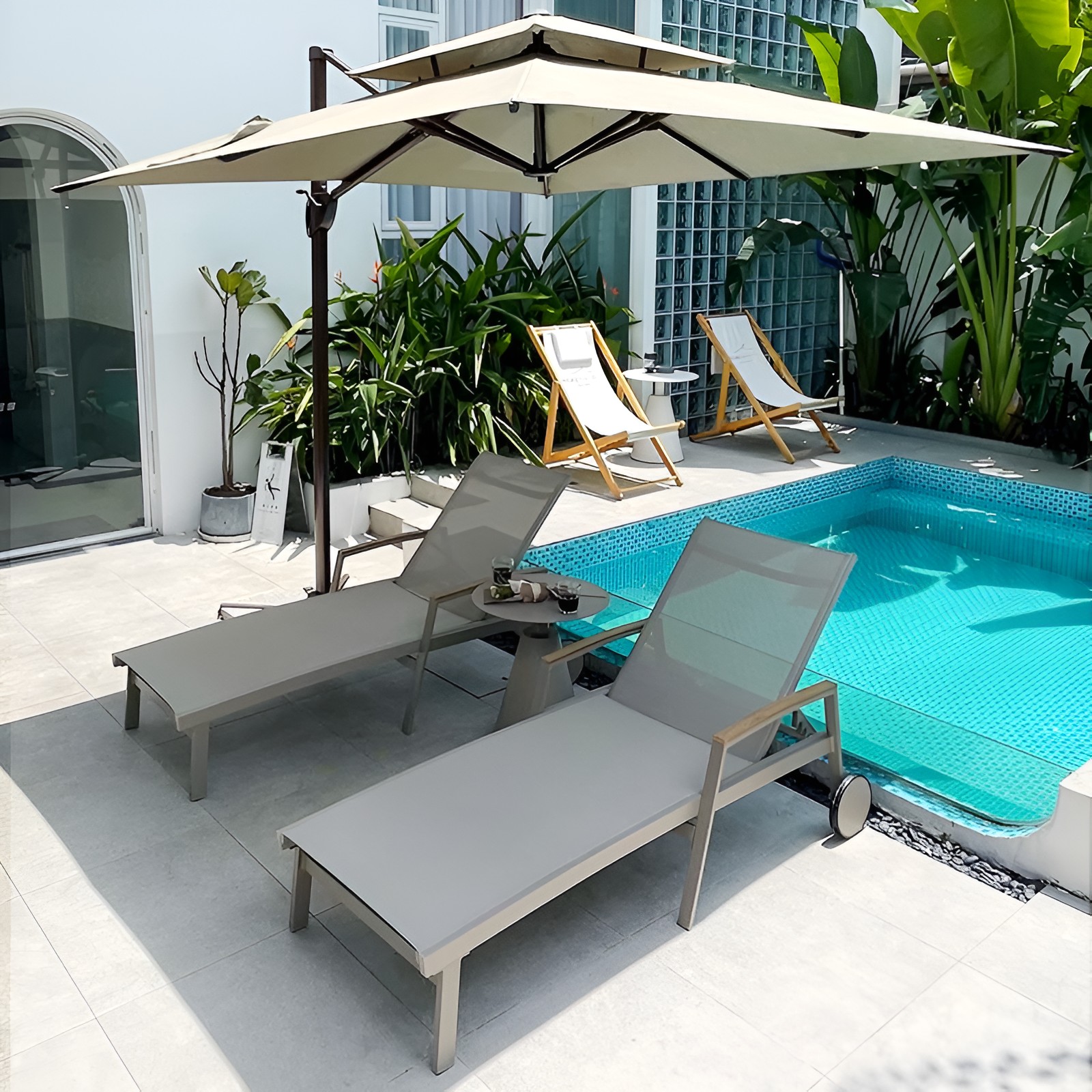 TY016 Sun Lounger Set with Parasol
