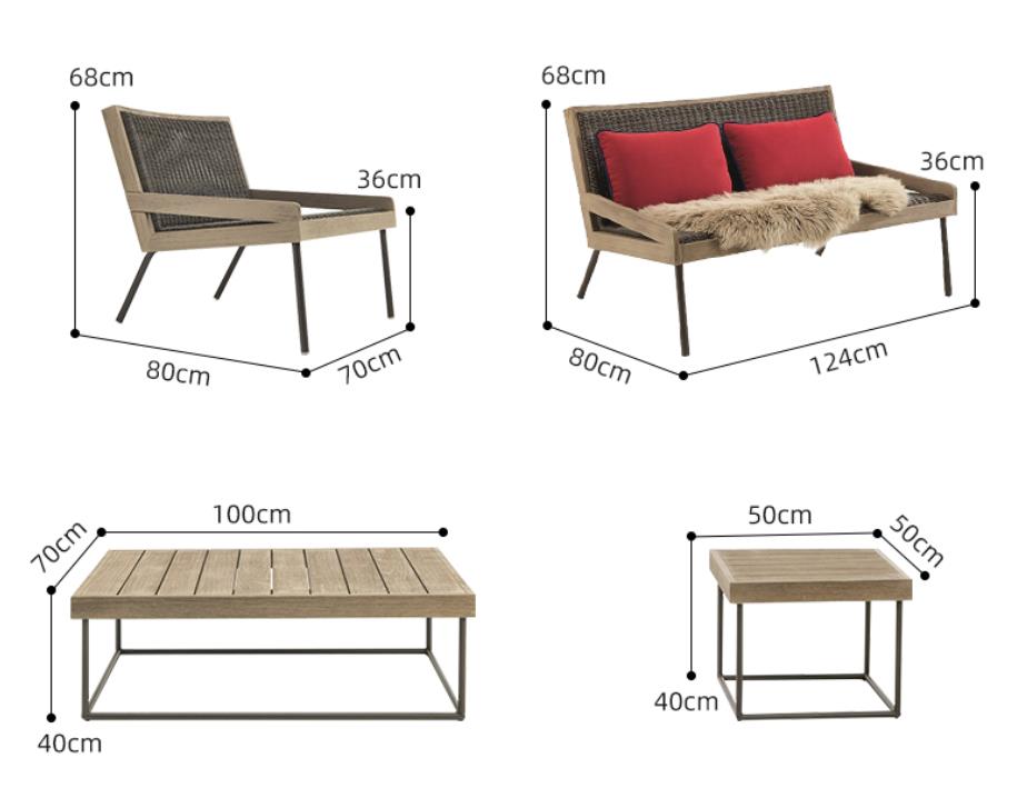 SF018 Rattan Outdoor Sofa Size