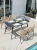 5 Pieces Traditional Aluminum Outdoor Dining Set with Oval Glass Table Rattan Chair CZ029