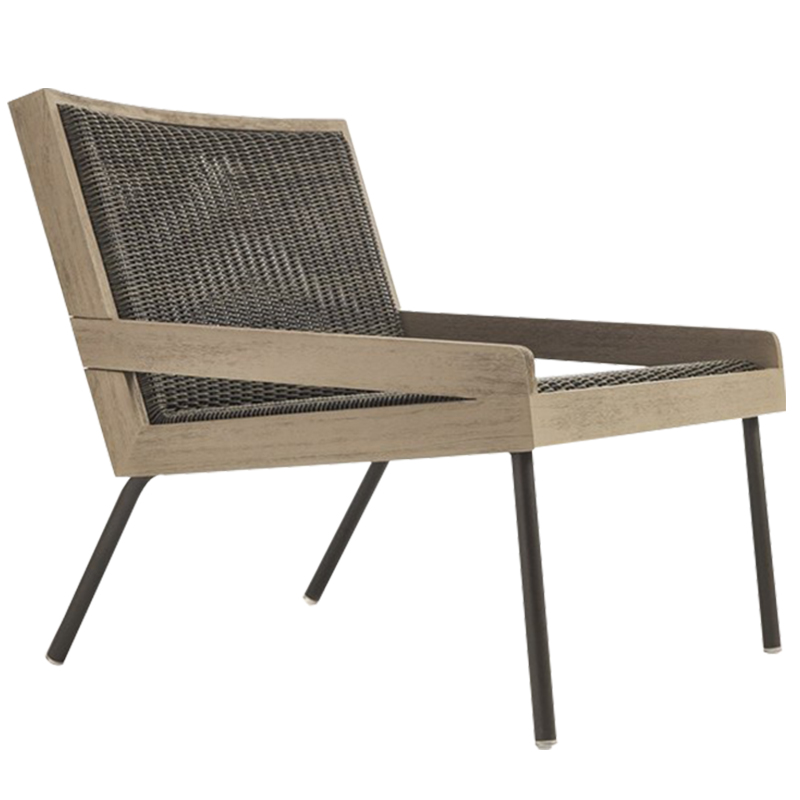 2-Seater Outdoor Sofa with Teak Wood Frame and Woven Rattan Back SF018