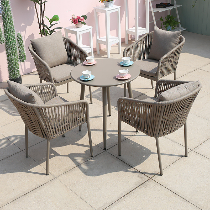 Rope Weaving Outdoor Dining Set - Garden Furniture | Shinlin Patio Dining Table Chairs Set CZ007