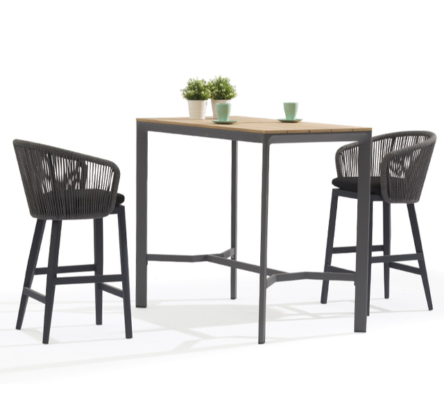 BR008 3-Piece Outdoor Bistro Bar High Chair with Armrest