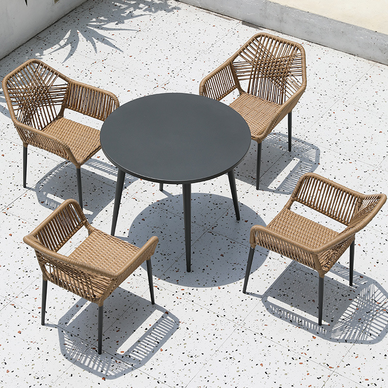 Classical Garden Dining Set Outdoor Patio Rope Weaving Dining Table and Chairs CZ037-B