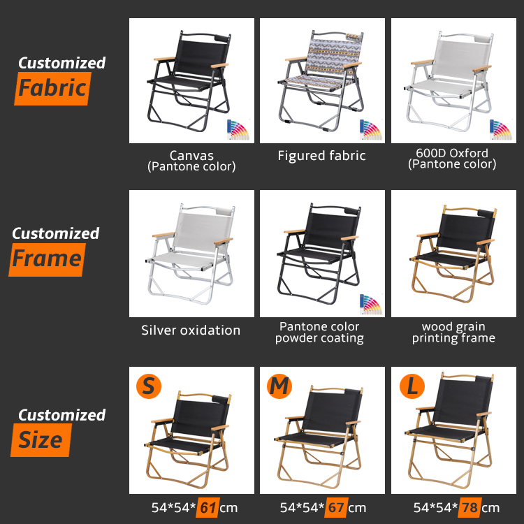 FCY003-B Outdoor Portable Wood Grain Aluminum Frame Folding Camping Low Chair Beach Chairs