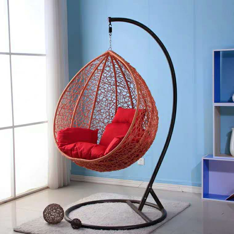 D002 Round PE Rattan Balcony Swing Chair Patio Hammock Swing Chair ...