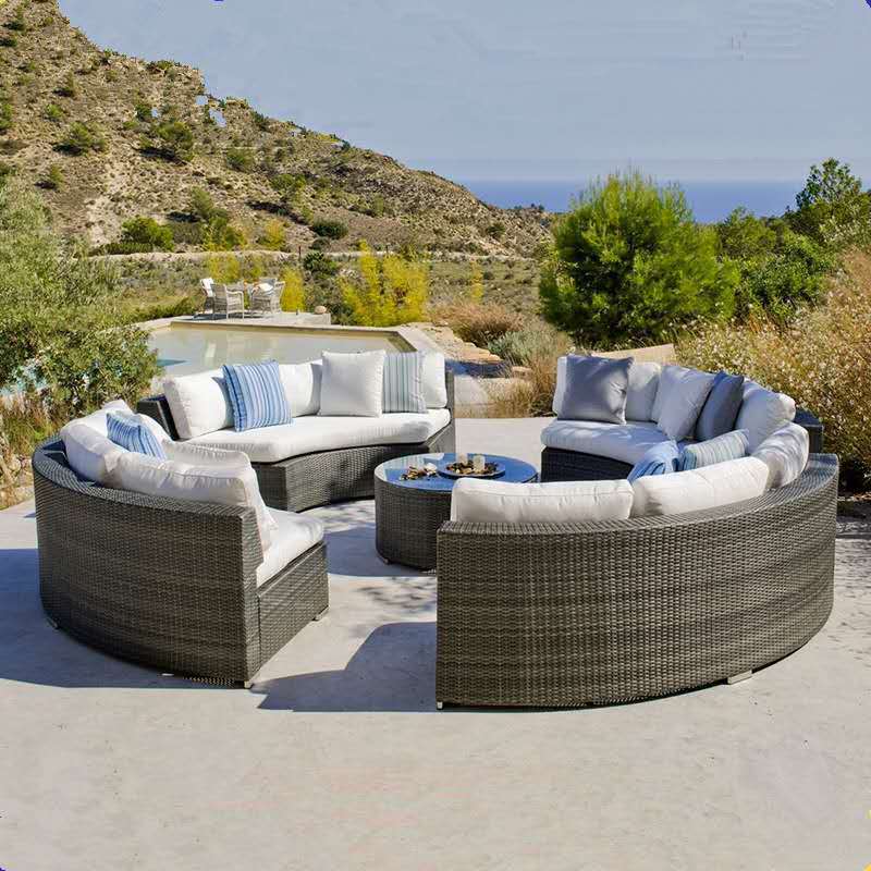 Round Rattan Sofa Set Outdoor Semi-Circular Patio Garden Furniture | Shinlin Outdoor Furniture SF1004