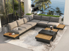 4 Pieces Modern L Shape Aluminium Frame Outdoor Sectional Sofa Set with Moveable Backrest SF050