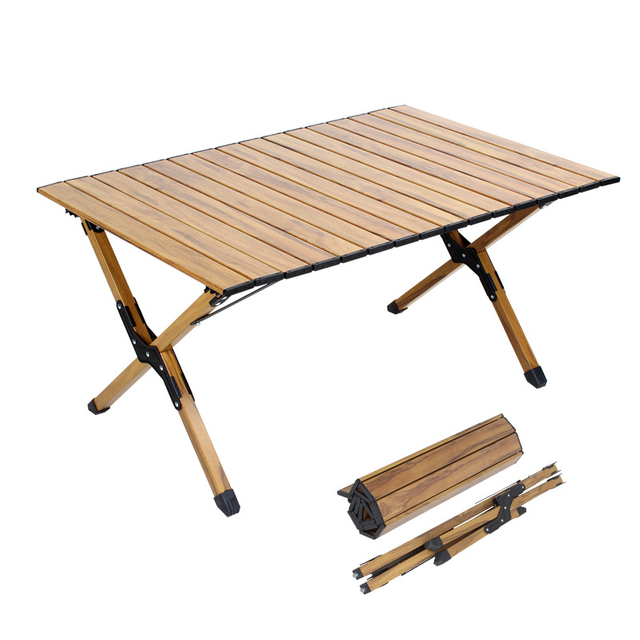 FCZ001 Outdoor Folding Table Convenient Camping Table & Chair Camping Dining Table Imitation Wood Grain Full Aluminum Alloy Egg Roll Table 