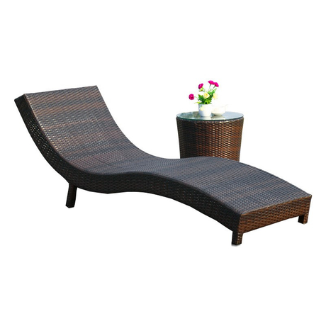 S-Shape Garden Patio Wicker Rattan Sun Loungers Outdoor Chaise Loungers ...